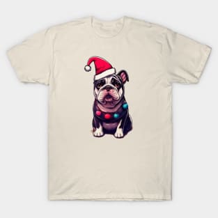 Christmas bulldog portrait T-Shirt